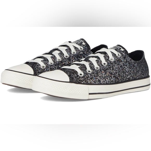Converse Chuck Taylor Black All Star Glitter Low Top Sneakers Sz 9 - Picture 2 of 11